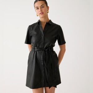 J Crew - Button-front faux-leather dress